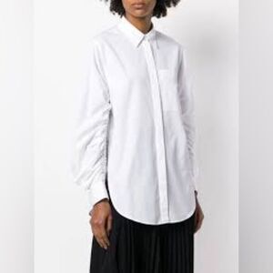 3.1 Phillip Lim Ruched Long Sleeve Denim Chambray Button Down Shirt Size 8